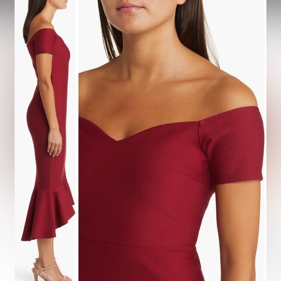 Lulu’s How Much I Care Off the Shoulder Dress Red - Picture 2 of 14